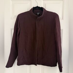 Eileen Fisher Medium Wine Textured Knit Open Front Cardigan Jacket Minimalist